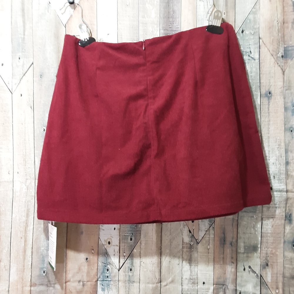 HALARA Burgundy Corduroy Mini Skirt L